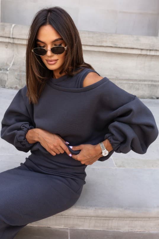 Komplet CLOUD: bawełniana bluza i sukienka - 5 kolorów